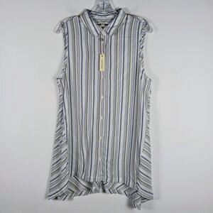 Max Studio Women's Size L Sleeveless Blouse Multi-Color Stripe NWT $78
